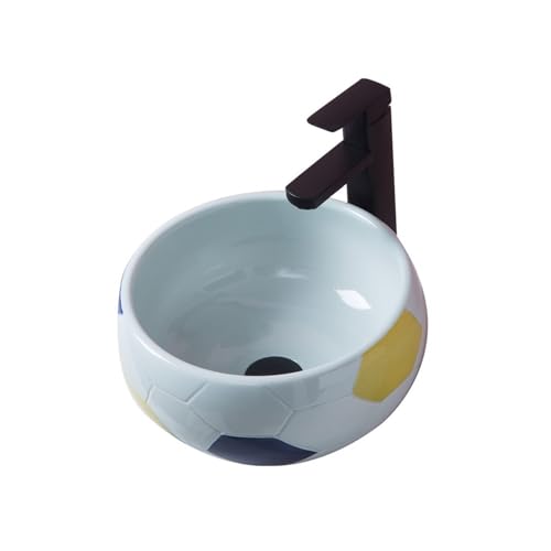Lavabos de baño redondos lavabo moderno cerámica esférica sobre encimera compacta 32 x 17 cm 2