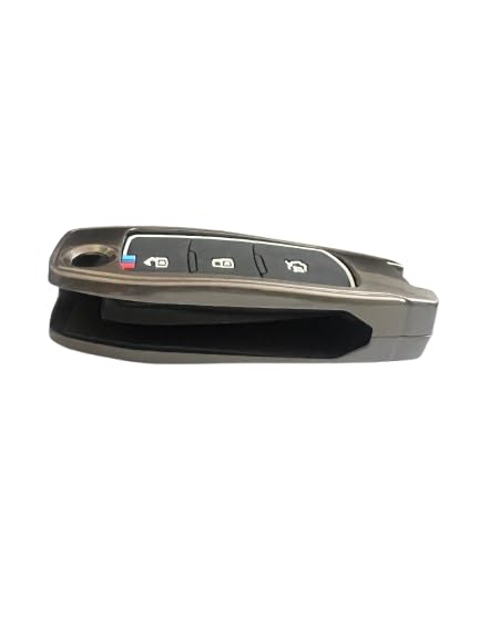 Image of BKN Metal Key Cover Compatible for Ford Figo, Aspire, Endeavour Flip Key 3 Button Flip Key with Keychain (3 Button Smart Key)