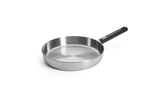Woll Logic Steel   Sartén (inductiva, diámetro de 28 cm, 5 cm de alto, con mango extraíble, apta para todo tipo de fuegos, sin PFAS)
