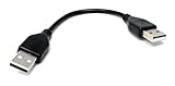 Câble de transfert de données USB vers USB 2.0 24AWG A vers A (mâle vers mâle) haute vitesse 0,2 m Noir 15 cm