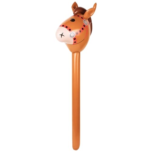 Inflatable Stick Horse Inflatable Horse Head Stick Balloon Funny Stick Horse Toy for Halloween Birthday Party Decorations Supplies Cowboy Party Supplies Favors Props (37 Inches Brown)