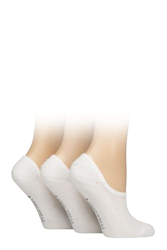 SockShop Wildfeet Women's Shoe Liner Socks - Plain, Soft Breathable Cooling Bamboo, Half-Cushioned Sole, Anti Slip Heel Grips, 3 Pair Multipack Size 4-8 White