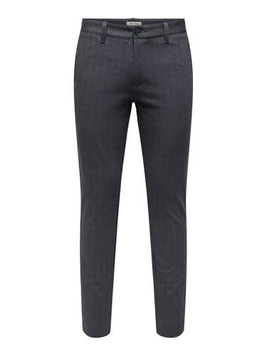 ONLY & SONS Onsmark Slim Check 020960 Trousers, Night Sky, 34 W/32 L