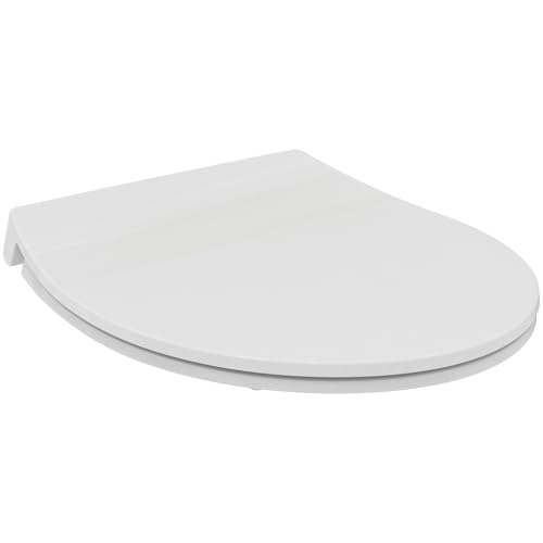 Ideal Standard Tirso Sedile WC, forma ovale universale, Sedile a chiusura rallentata e Opzione di sgancio rapido, polipropilene riciclato – Bianco (365x425x50 mm)