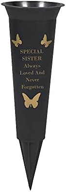 Grave Flower Holders/Memorial Vases Ornaments - Personalised, Plastic Grave Decorations and Memorial Gifts Engraved with Funeral Verses for your Loved Ones; 1 Spike/Package (Dad)