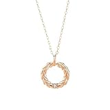 BCughia Halskette Damen 585 Echtgold, Halsketten Weizen mit Moissanit aus 18K Rotgold, 40+5cm