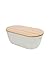 Panera con tapa de bambú, rectangular, PlainCream – 100 % orgánico de plástico a base de plantas, color crema, 33 x 18,5 x 12,5 cm