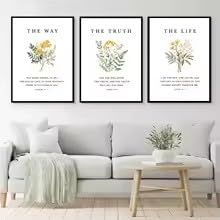 DIHANSM - Póster grande sobre lienzo con versículos bíblicos, salmo juan, estilo floral cristiano, decoración de pared botánica (75 x 110 cm x 3/sin marco)