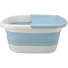 Foot Soaking Tub Foldable Foot Bath Tub for Children Foot Plastic Wash Bathtub Portable Double As Wash Basin High Wall Heavy Duty Plastic Blue