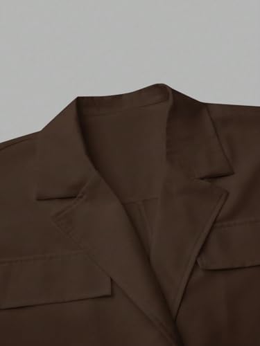 Chic Brown Women's Casual Coat – Stylish Wide Strap Jacket for Fall and Winter (Medium) - Image 5