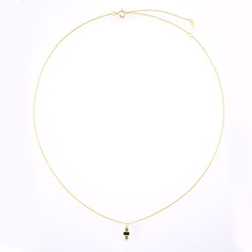 Collier croix argent sterling zircon marron vert cadeau mariage - 2