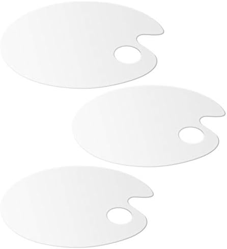 3PCS Clear Acrylic Paint Palette,Non-Stick Oil Paint Palette Oval Shaped Artist Painting Palette Mixing Palette Art Paint Tray Palettes with Protective Film for DIY Art Craft Painting (25 x 15 cm)