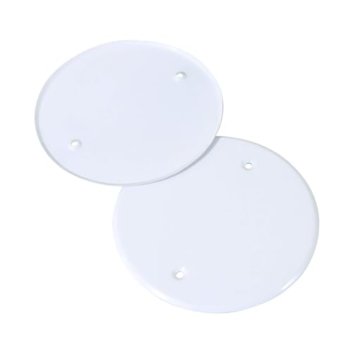 Qlvily 4PCS 5" Ceiling Cover Plate, Metal Plate Flat Round Electrical Cover, Round Electrical Box Cover, Ceiling Hole Cover, Screws Included, Hole Distance: 3.5" - Thumbnail 3