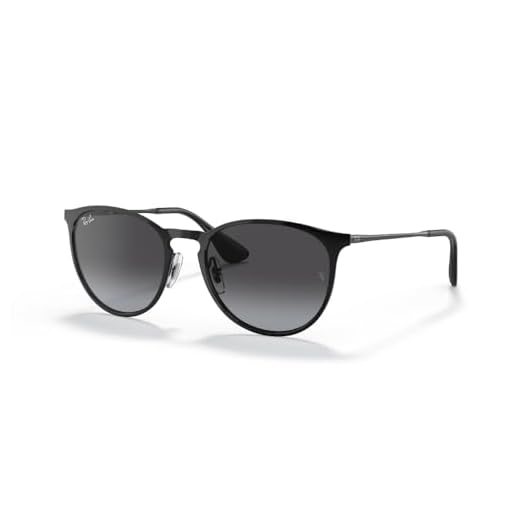 Ray-Ban Óculos de sol redondos Rb3539 Erika Metal, Preto/Cinza Claro Gradiente Cinza Escuro, 54 mm