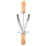 MOPFOL Stainless Steel Croissant Cutter with Wooden Handle – Professional Dough Roller for Baking Croissants Pastry, Cookie and Bread, 7.68 Inch