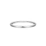 Alianzas de boda de oro blanco 750, anillos vintage para mujer, banda pulida apilable, oro de 18 quilates, talla 56 (17,8)