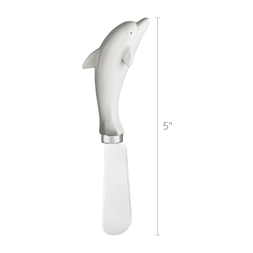 Supreme Housewares Grey Dolphin Cheese Spreaders, Hand-Painted Resin Handles with Stainless Steel Blades for Spreading Cream Cheese, Butter, Jam, or Sandwich, Set of 4 by Supreme Housewares - Image 2