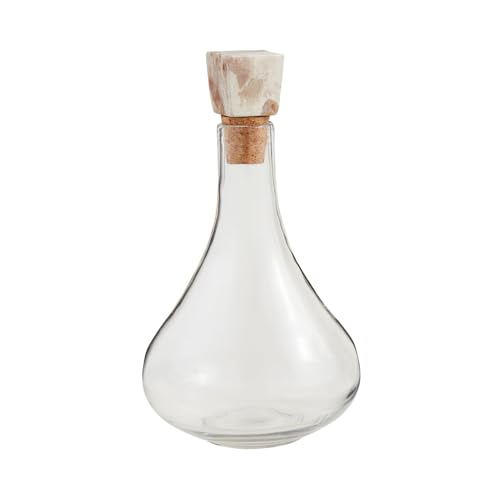 Mud Pie Tall Marble Glass Decanter, 8" x 5"