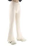 Girls’Flare Leggings Cross Waist Bell Bottoms Yoga Pants for Girls Size,Beige,13-14 Years