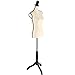 Beige Female Mannequin Torso Dress Form Adjustable Height Black Tripod Stand Base Style Dress Jewelry Display