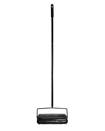 Alpine Industries Triple Brush Floor & Carpet Sweeper – Heavy Duty & Non Electric Multi-Surface Cleaner - Easy Manual Sweeping For Carpeted Floors - Black #TOP1