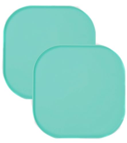 2-teiliges Set Wasserfeste Silikon Futtermatte für Hunde und Katzen, Quadratisches Futtertablett, rutschfeste, Leicht zu Reinigende Fressnapf-Unterlage, Lebensmittelecht (Mintgrün, 26cm x 26cm)