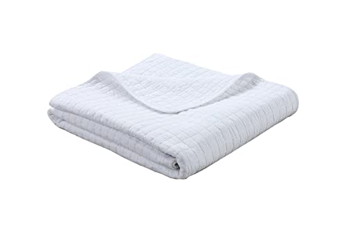 100% Cotton Quilted Throw Decorative Throw Blanket Multi Color Super Soft Warm Indian Vintage Reversible Quilt For Sofa And Couch 50"X57" (White) #TOP4