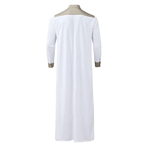 Men's Muslim Thobe Casual Islamic Long Sleeves Button Down Kaftan Arab Clothing Muslim Gown for Men2
