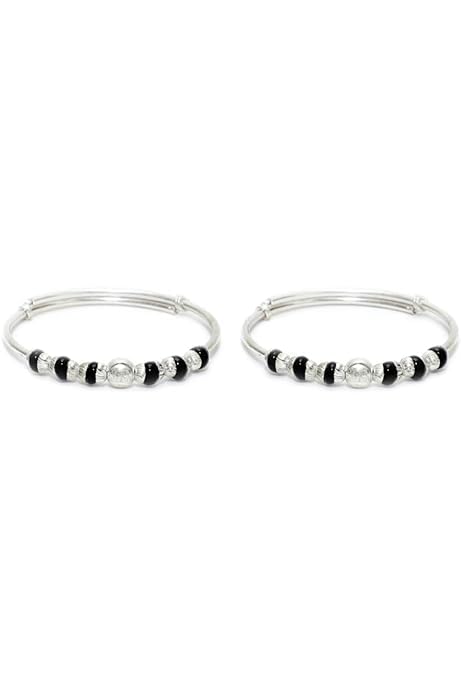 Image of Baby Nazariya strelling silverTraditional Silver & Black Crystals Baby Nazariya Kids Silver Bracelet AGE 0 TO 2YEARS KIDS
