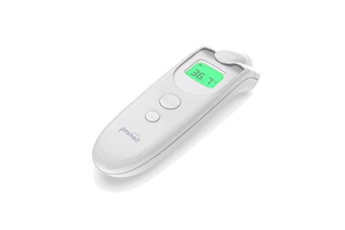 Promed Termómetro Infrarrojo IRT-100 - Comprobador Digital de Temperatura Sin Contacto con Medidor en Verde y Roja, Sonido de Alarma de Fiebre - Medidor de Mano Preciso para Adultos y Niños