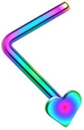Amazon.com: SKIN METALS Colorline Steel Heart L-Shaped Nose Ring (Blue) : Clothing, Shoes & Jewelry