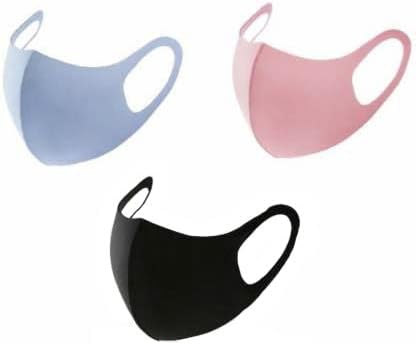 Polycotton Anti-Pollution Dust Masks Ph2.5 Unisex Respirator Washable&Reusable Face Mask Women Men Safety Sponge Mask Cloth Mask (Black, Blue, Pink, Free Size, Pack Of 3)