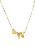 Initial Necklaces for Women 14K Gold Plated Heart Initial Necklace Dainty Letter Heart Pendant...