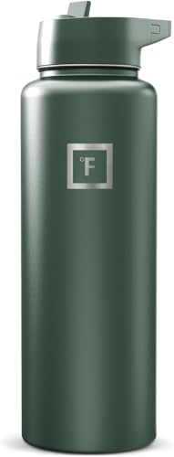 Image of IRON FLASK 40 oz Wide Mouth Water Bottle with Straw | Insulated Stainless Steel Sports Water Bottle with Leakproof Straw Lid - BPA Free, Cold 24 Hrs, Sweat Free (Dark Pine)