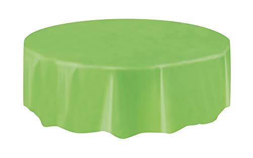 Lime Green Solid Round Plastic Table Cover (213cm) 1 Count – Vibrant & Durable Party Essential for Easy Cleanup and Decoration