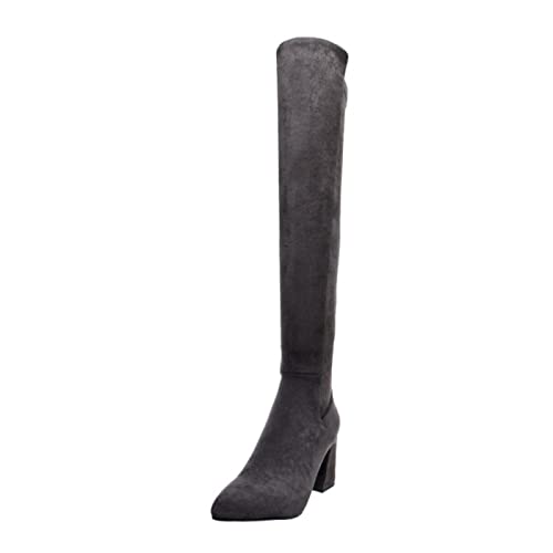 Bottes à la mode pour femmes talons hauts 8cm stretch cuissardes effet givré