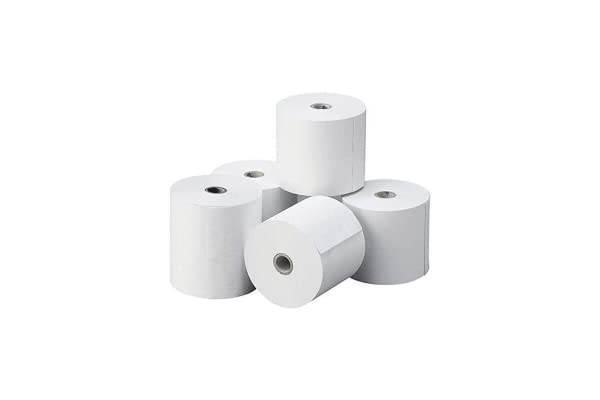 Bobine papier thermique blanc 80 x 80 x 12 mm sans BPA pour système d'encaissement