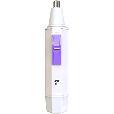 ToiletTree Products Water Resistant White Nose and Ear Hair Trimmer with LED Light Cover