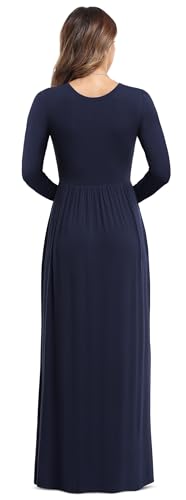Image of VIISHOW Women's Long Sleeve Loose Plain Maxi Dresses Casual Long Dresses with Pockets