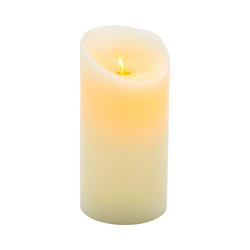 Image of Fire Tek 3 x 6 Inch Flameless Pillar Candle, 1 Programable LED Pillar Candle - Dancing Flame, For Home, Weddings, And Parties, Ivory Real Wax Battery Pillar Candle, Remote Sold Separately,