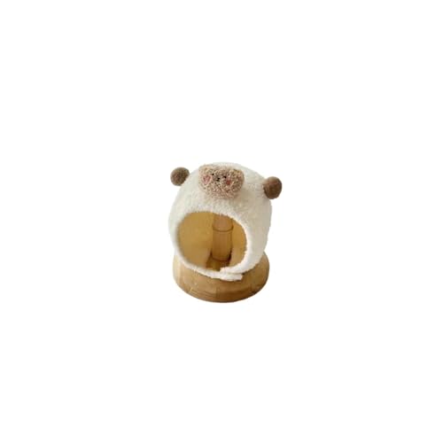 Beige Baby Hat Autumn and Winter Plush Hat to Warm Ear Protection