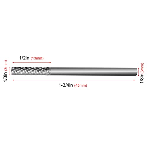 HAUTMEC Tungsten Carbide Rotary Burr Bit YG6, 1/8" Shank Double Cut Die Grinder Bit - Image 4