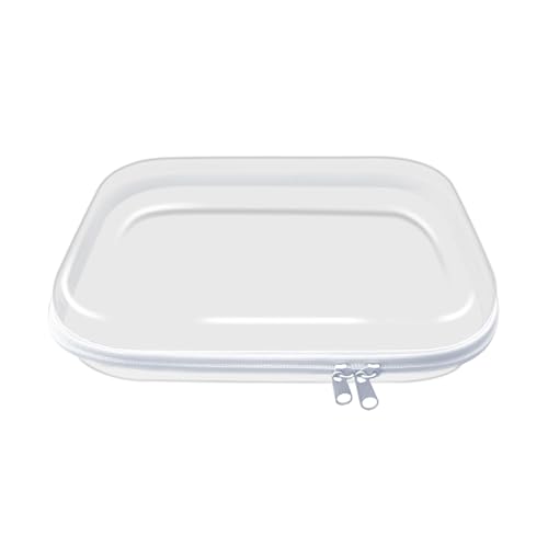 Image of Clear Hard Shell Zipper Case Hard Storage Plastic Zipper Boxes Stackable, Transparent & Ultra Versatile for Any Space White Medium
