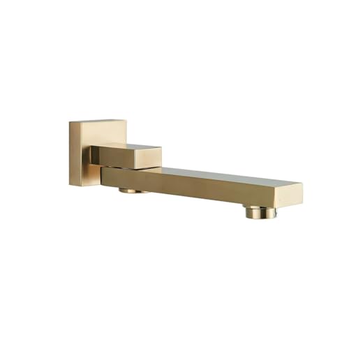 Bec de baignoire mural extra long pivotant en laiton doré brossé pour lavabo