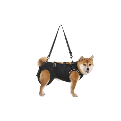 犬用介護ハーネス 夏 通気 犬 介護用ハーネス 歩行補助 老犬 けが 介護用品 脱着簡単 老犬/怪我/手術/快復中/病気 中型犬 小型犬 介護 服 脚 障害 リハビリ 散歩 胴輪 犬の前足と後ろ足の補助 お出かけ便利 (XS(1.5〜3.5kgの犬),黒)