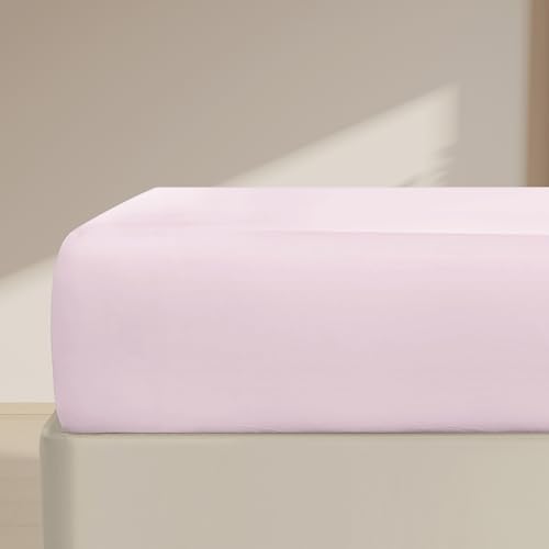 FreshCulture Twin Fitted Sheet Only Premium Hotel-Quality Fitted Sheet for Twin Bed Ultra Soft & Breathable Brushed Microfiber Elegant Black Box Packaging (Pink)