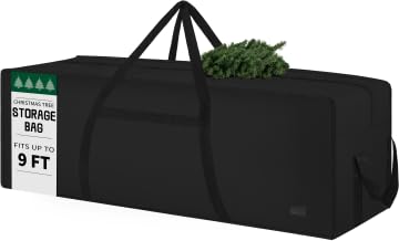 Image of 9 ft Christmas Tree Storage Bag, Heavy Duty Christmas Tree Bag with Reinforced Handles and Dual Zippers Wide Opening, Large Capacity fits for Artificial Christmas Tree (Black, 9 ft)