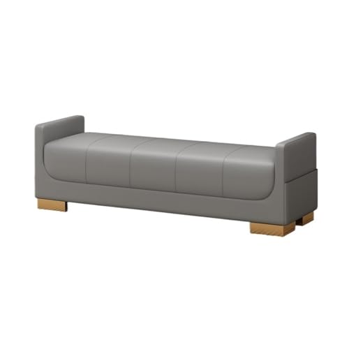 Banco de cama de estilo nórdico, taburete pequeño de tela con reposabrazos para dormitorio y sala de estar, asiento de almacenamiento de zapatos gris oscuro, muebles modernos para el hogar
