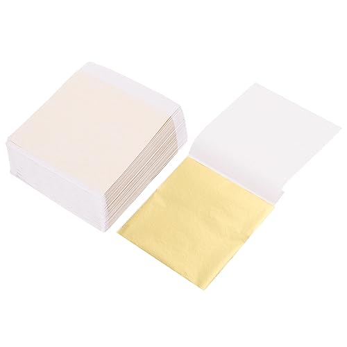 HAWILLOSCH 200 Sheets Imitation Gold Foil Silver Leaf Sheets for DIY Flakes for Craft Gold Foil Decor Home Furnishings