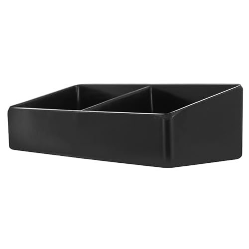 SUPVOX Caja Organizadora de Té 2 Compartimentos Negra, Contenedor para Bolsas de Café y Azúcar, Soporte Multiusos para Hogar, Oficina y Restaurante, Organizador Compacto para Sobremesa